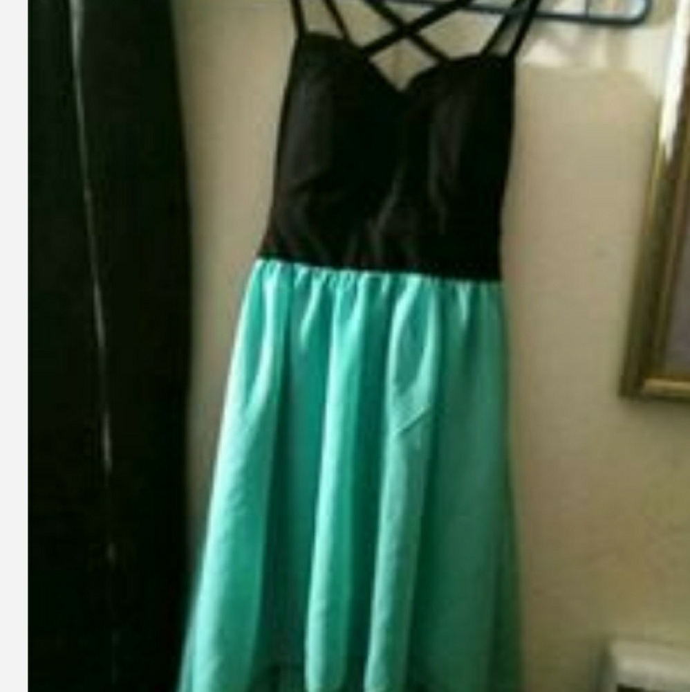 Blue snd black formal dresd